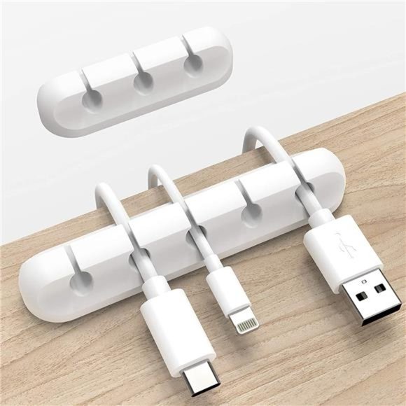 White Cable Clips, Cord Organizer Cable Management, Cable Organizers USB Cable - Picture 1 of 7